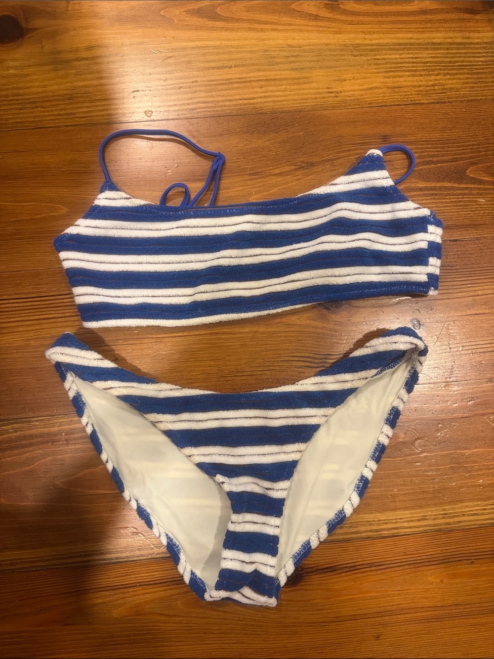 Triangl Mica bikini set - Blue and white stripped terry cloth